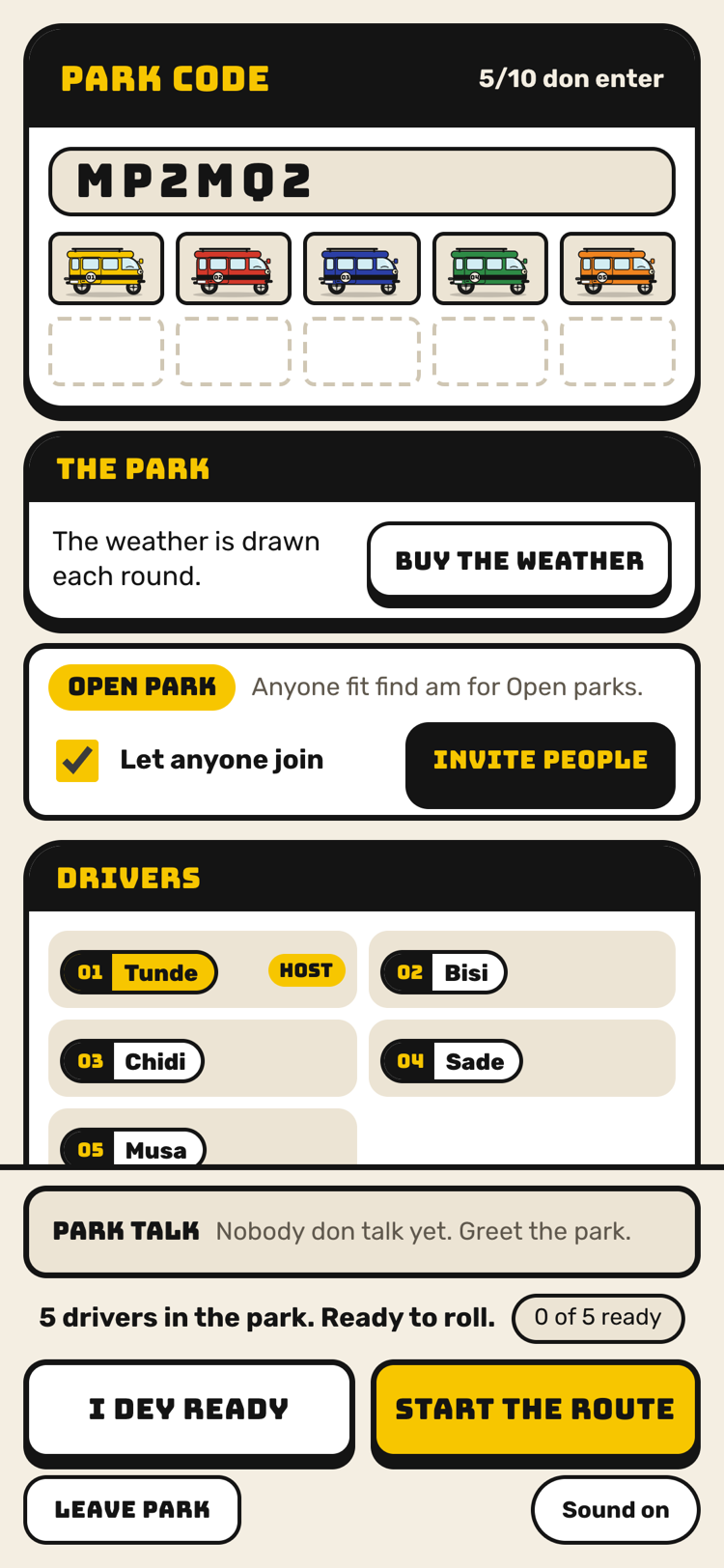 The park: the code to share and the kekes that have entered
