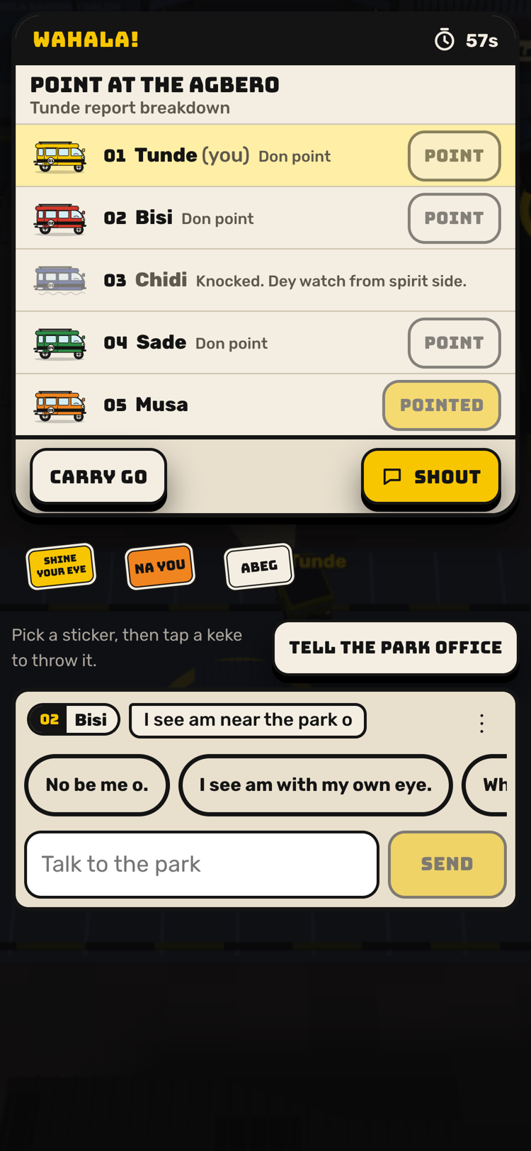 Park meeting: talk first, then point